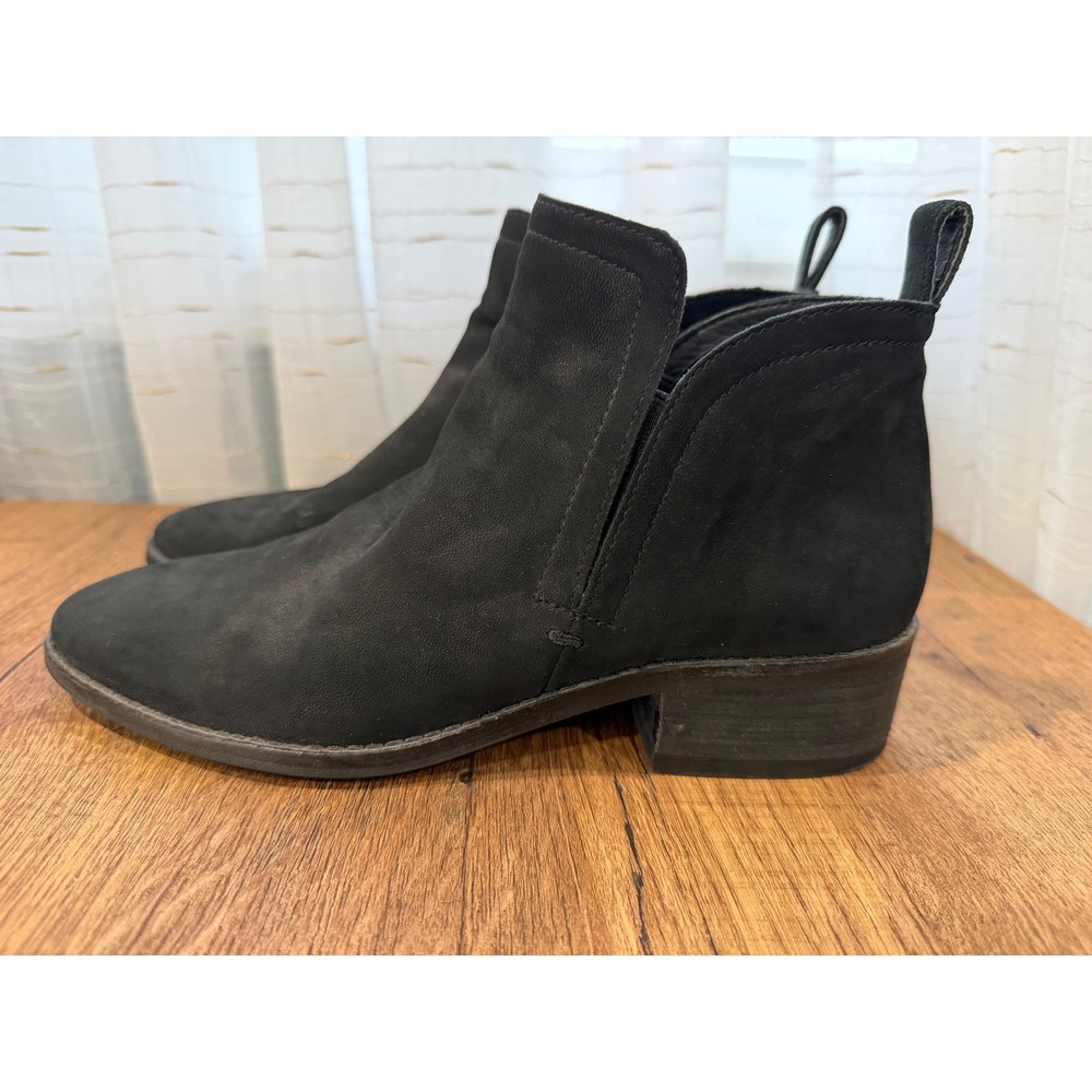 Dolce Vita Black Suede Chelsea Ankle Boots Women's Size 7.5 Block Heel